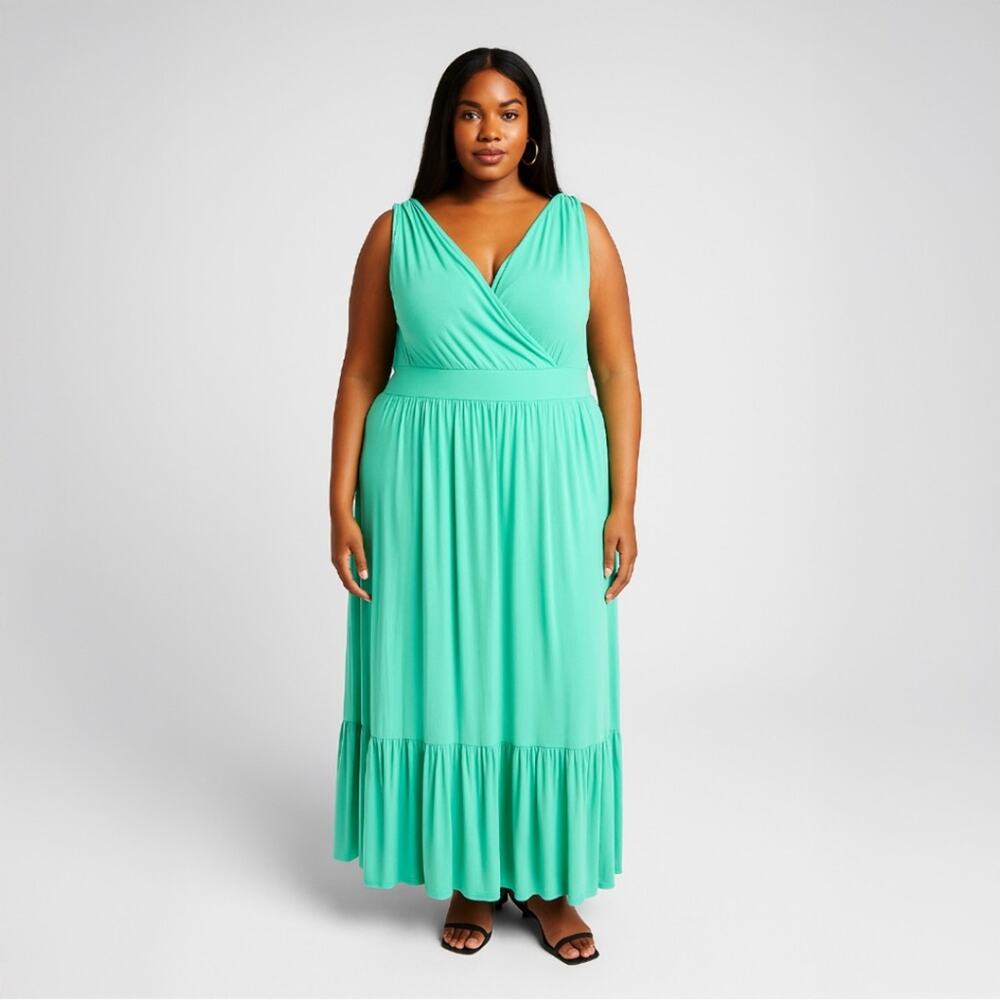 A343 • Coastal Breeze Surplice Maxi Dress